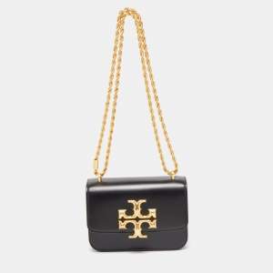 Tory Burch Black Leather Small Convertible Eleanor Shoulder Bag 