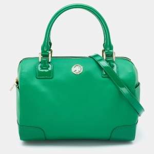 Tory Burch Green Leather Robinson Boston Bag