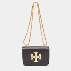 Tory Burch Black Leather Small Convertible Eleanor Shoulder Bag