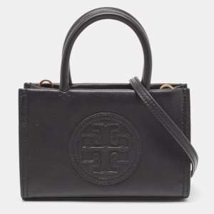 Pre Owned Tory Burch Black Faux Leather Mini Ella Bio Tote