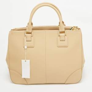 Tory Burch Toasted Wheat Leather Robinson Double Zip Tote