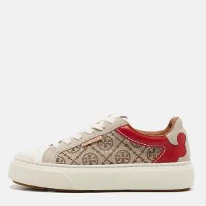 Tory Burch Multicolor T Monogram Canvas and Leather Ladybug Sneakers Size 38.5