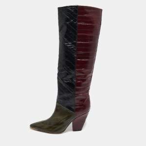 Tory Burch Multicolor Eel Leather Knee Length Boots Size 40