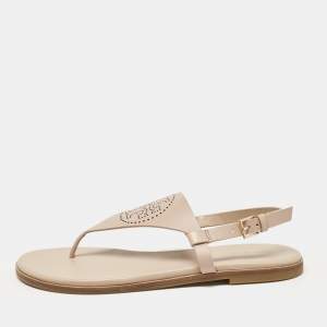 Pre Owned Tory Burch Pink Leather Carpi Thong Sandals Size 38