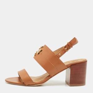 Tory Burch Brown Leather Everly Ankle Strap Sandals Size 38
