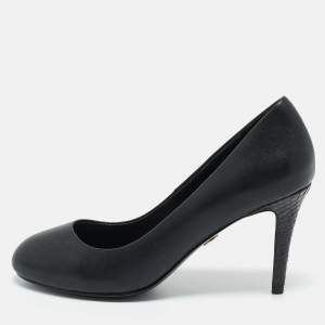 Pre Owned Tory Burch Black Leather and Python Leather Pumps Size 37