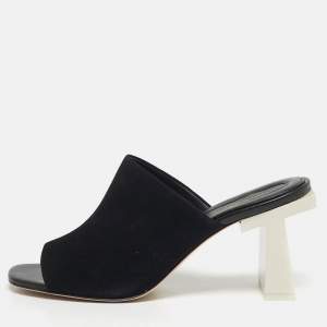 Pre Owned Tory Burch Size 40 Black Suede Block T Mules