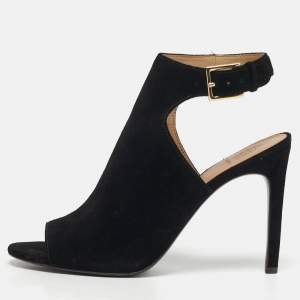 Pre Owned Tory Burch Brittania 100 MM Size 40 Black Suede Ankle Strap Sandals