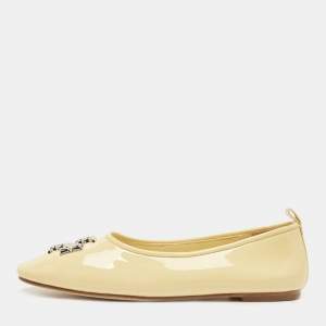 Pre Owned Tory Burch Yellow Patent Leather Eleanor Ballet Flats Size 39