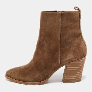 Pre Owned Tory Burch Beige Suede Leena Ankle Boots Size 40