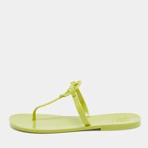 Tory Burch Green Rubber Miller Flat Thong Sandals Size 37.5