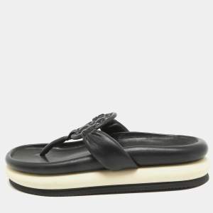 Tory Burch Black Leather Thong Flats Size 38