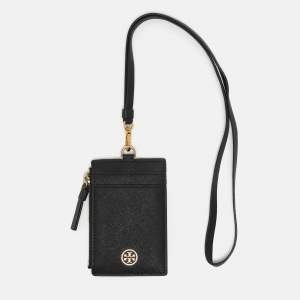 Pre Owned Tory Burch Robinson Black Leather Lanyard