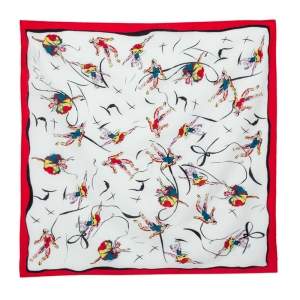 Tory Burch Cream & Red Dancers Print Cotton Scarf