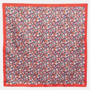 Tory Burch Red Floral Print Silk Scarf