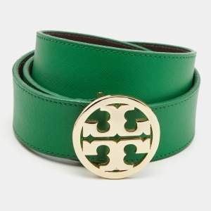 Tory Burch Green Leather Robinson Buckle Belt M