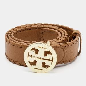 Tory Burch Tan Leather Whip Stitch Belt M