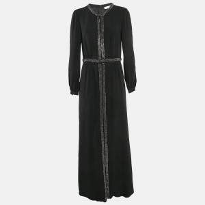 Tory Burch Black Studded Silk Maxi Dress M