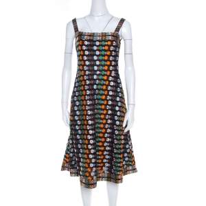 Pre Owned Tory Burch Multicolor Floral Embroidered Mesh A Line Dress S