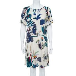 Tory Burch Cream White Silk Printed Dress M