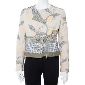 Pre Owned Tory Burch Multicolor Floral Embroidered Tie Detail Jacket M