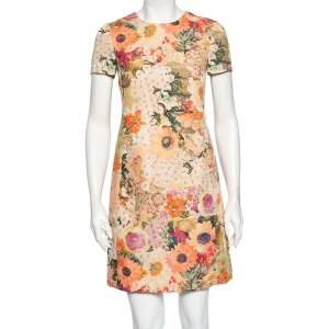 Pre Owned Tory Burch Pink Kaley Floral Printed Jacquard Shift Dress S    