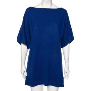 Pre Owned Tory Burch Indigo Cashmere Short Sleeve Sweater M