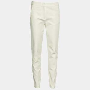 Tory Burch Ivory Stretch Cotton Vanner Fitted Trousers S/Waist - 31"