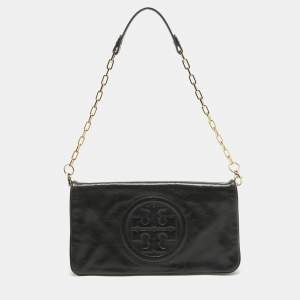 Tory Burch Black Leather Reva Chain Clutch