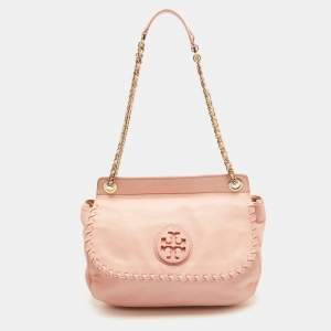 Tory Burch Peach Leather Marion Shoulder Bag