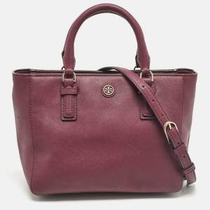 Tory Burch Burgundy Leather Robinson Zip Tote