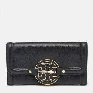 Tory Burch Black Leather Amanda Flap Continental Wallet