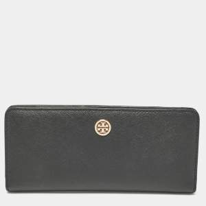 Tory Burch Black Leather Robinson Bifold Long Wallet