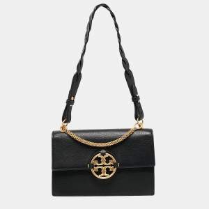 Tory Burch Black Leather and Suede Miller Shoulder Bag