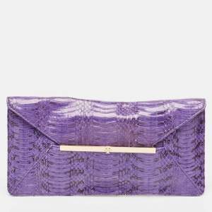 Tory Burch Purple Python Mya Clutch