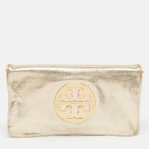 Tory Burch Gold Leather Reva Chain Clutch