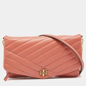 Tory Burch Dark Pink Chevron Leather Kira Shoulder Bag
