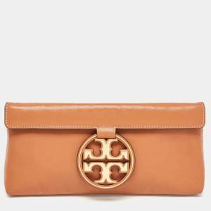 Tory Burch Brown Leather Miller Clutch