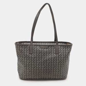 Pre Owned Tory Burch Grey Coated Canvas Ever Ready Tote