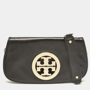 Tory Burch Black Leather Reva Logo Crossbody Bag