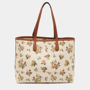 Pre Owned Tory Burch Multicolor Leather Floral Print Kerrington Tote