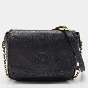 Tory Burch Black Leather Mini Marion Crossbody Bag