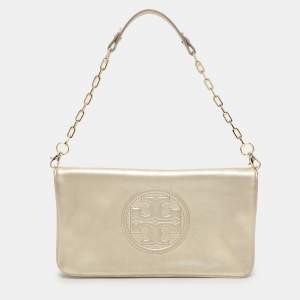 Tory Burch Gold Leather Robinson Shoulder Bag