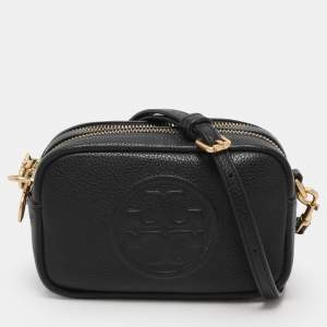 Tory Burch Black Leather Mini Perry Bombe Crossbody Bag