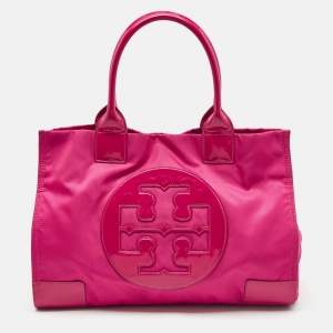 Tory Burch Magenta Patent Leather and Nylon Large Ella Tote