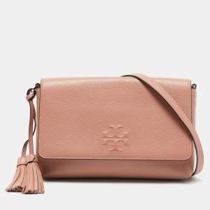 Tory Burch Salmon Pink Leather Thea Fap Crossbody Bag