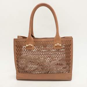 Tory Burch Brown Laser Cut Leather Georgiana Tote