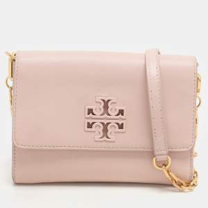 Tory Burch Pink Leather Britten Flap Crossbody Bag