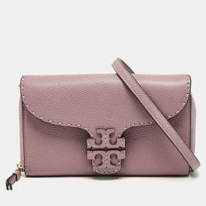 Tory Burch Pink Leather Mcgraw Wallet On Strap