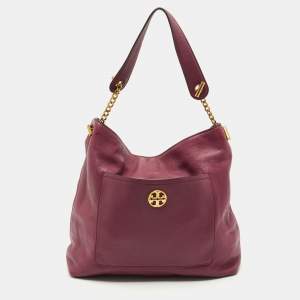 Tory Burch Burgundy Leather Chelsea Chain Hobo